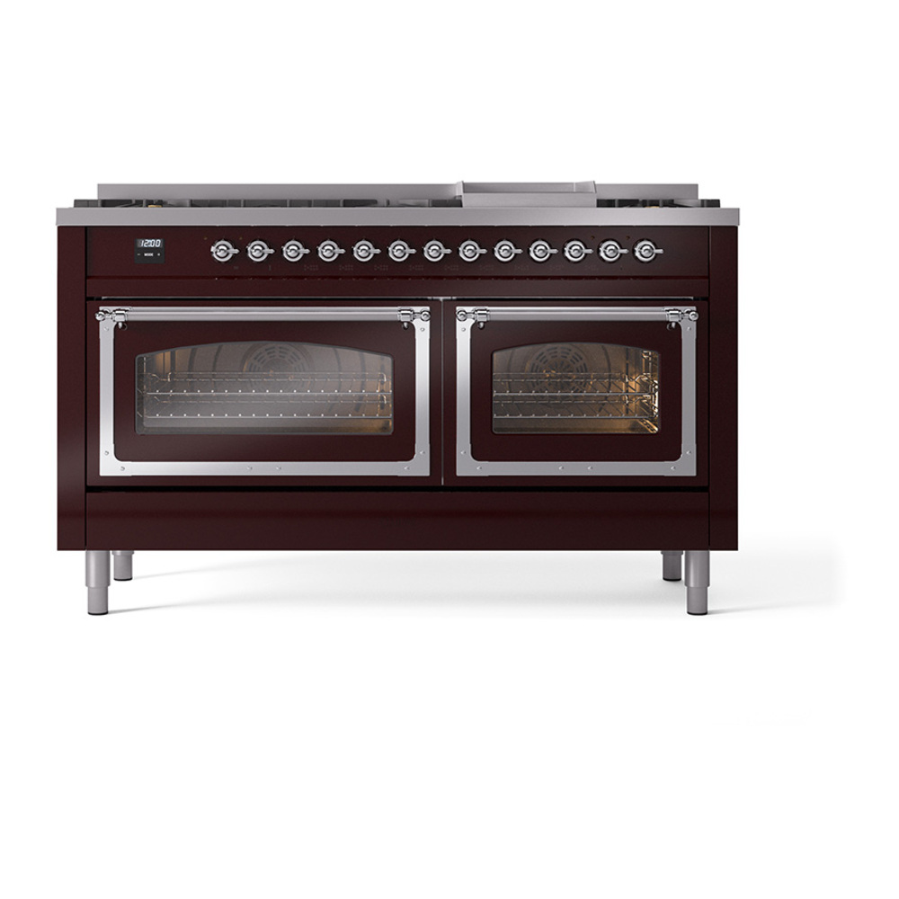 ILVE UN60FNMPBUCLP Nostalgie II Noblesse 60 inch Dual Fuel Range (9 ...