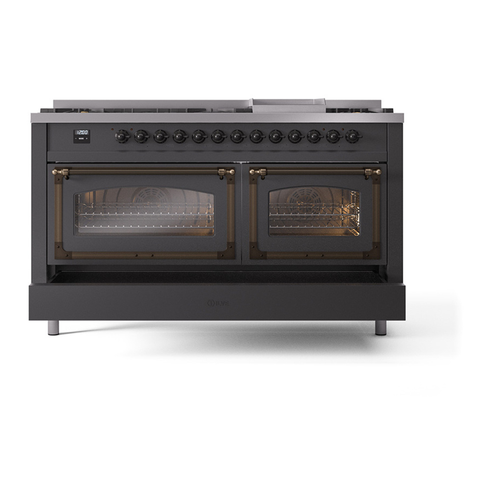 ILVE UN60FNMPMGBLP Nostalgie II Noblesse 60 inch Dual Fuel Range (9 ...