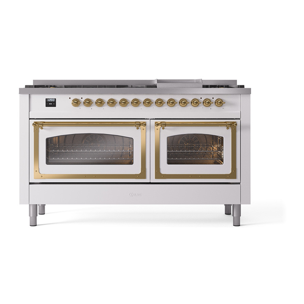 ILVE UN60FNMPWHGLP Nostalgie II Noblesse 60 inch Dual Fuel Range (9 ...