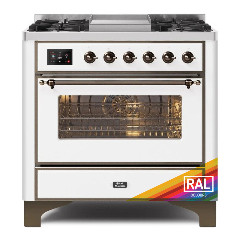 ILVE UM09FDNS3RABLP Majestic II 36" Dual Fuel Range  (RAL, Bronze, Liquid Propane, Triple Glass Door)