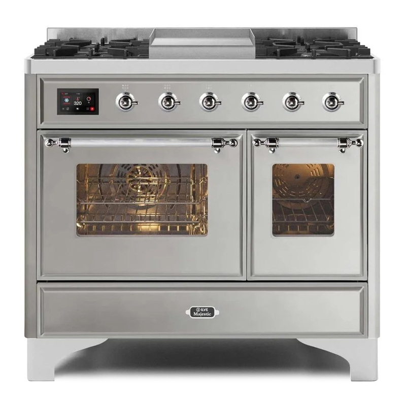 ILVE UMD10FDNS3SSC Majestic II 40" Dual Fuel Range  (Natural Gas, Triple Glass Door, Stainless Steel, Chrome)