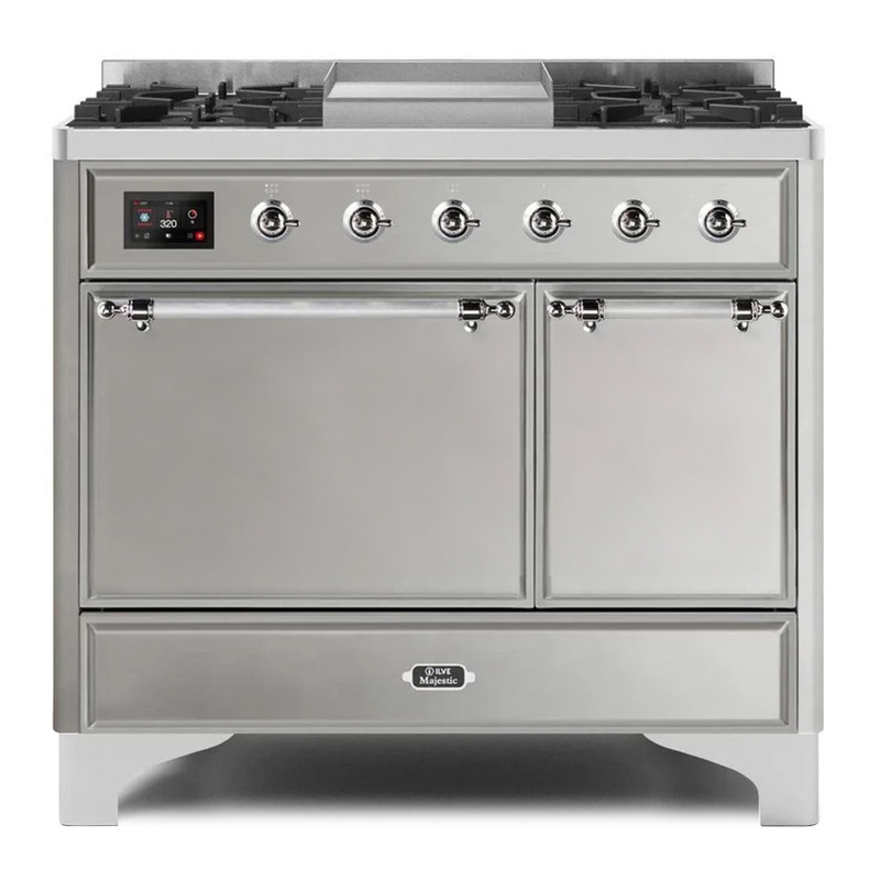 ILVE UMD10FDQNS3SSC Majestic II 40" Dual Fuel Range  (Natural Gas, Solid Door, Stainless Steel, Chrome)