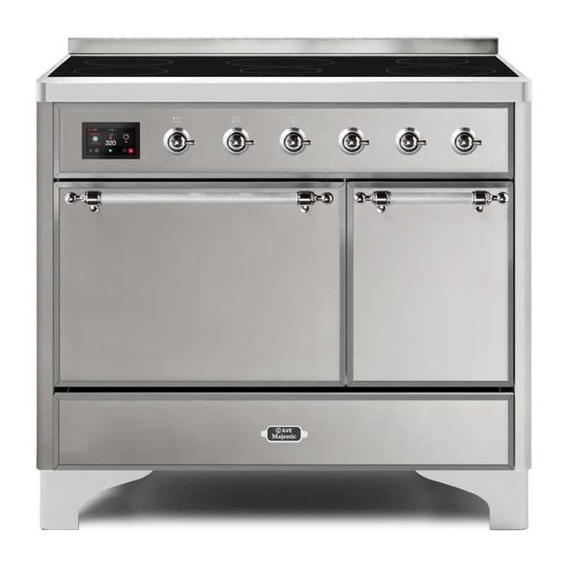 ILVE UMDI10QNS3SSC Majestic II 40" Induction Range (Solid Door, Stainless Steel, Chrome)