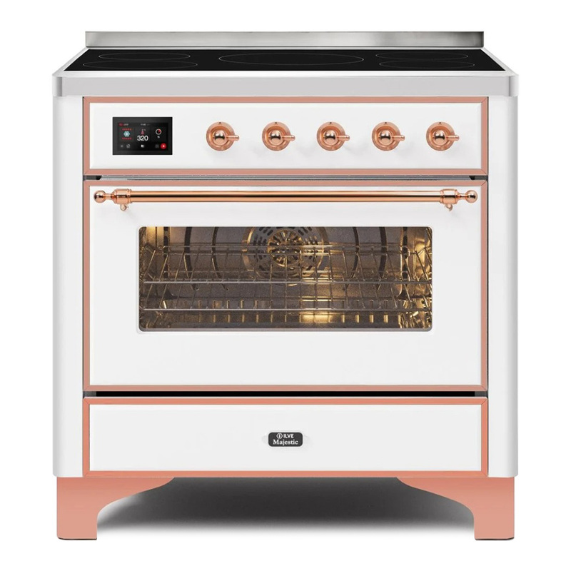 ILVE UMI09NS3WHP Majestic II 36" Induction Range (Triple Glass Door, White, Copper)