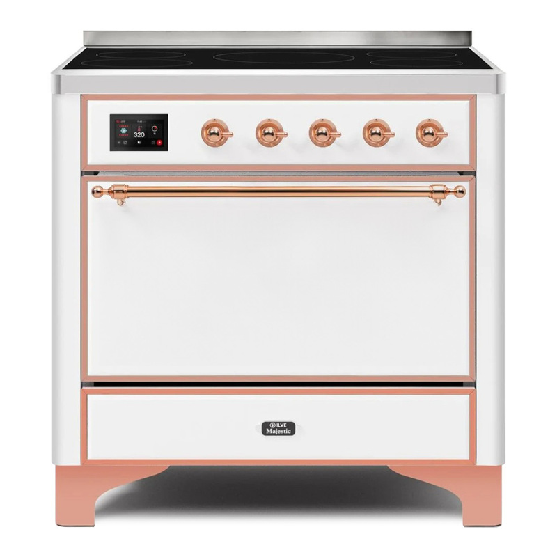 ILVE UMI09QNS3WHP Majestic II 36" Induction Range (Solid Door, White, Copper)