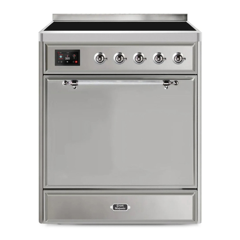 ILVE UMI30QNE3SSC Majestic II 30" Induction Range (Solid Door, Stainless Steel, Chrome)