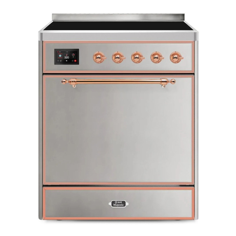 ILVE UMI30QNE3SSP Majestic II 30" Induction Range (Solid Door, Stainless Steel, Copper)