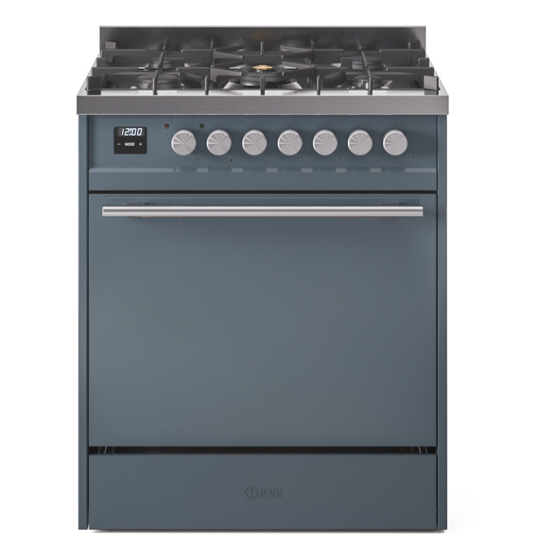 ILVE UP30QMPBGLP Professional Plus II 30" Dual Fuel Range  (Liquid Propane, Solid Door, Blue Grey)