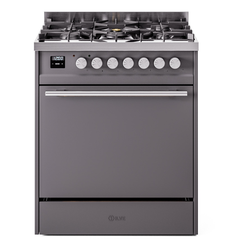 ILVE UP30QMPMGLP Professional Plus II 30" Dual Fuel Range  (Liquid Propane, Solid Door, Graphite Matte)