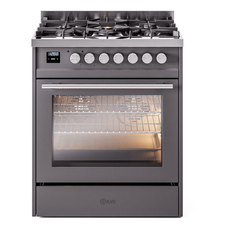 ILVE UP30WMPMGLP Professional Plus II 30" Dual Fuel Range  (Liquid Propane, Triple Glass Door, Graphite Matte)