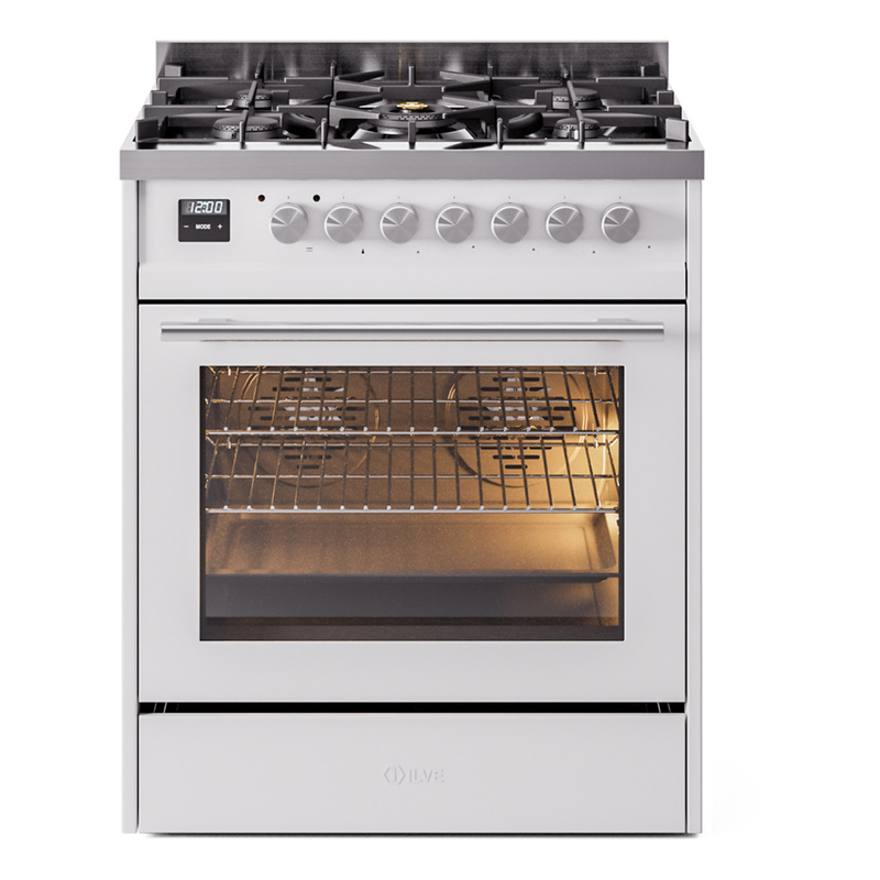 ILVE UP30WMPWHLP Professional Plus II 30" Dual Fuel Range  (Liquid Propane, Triple Glass Door, White)