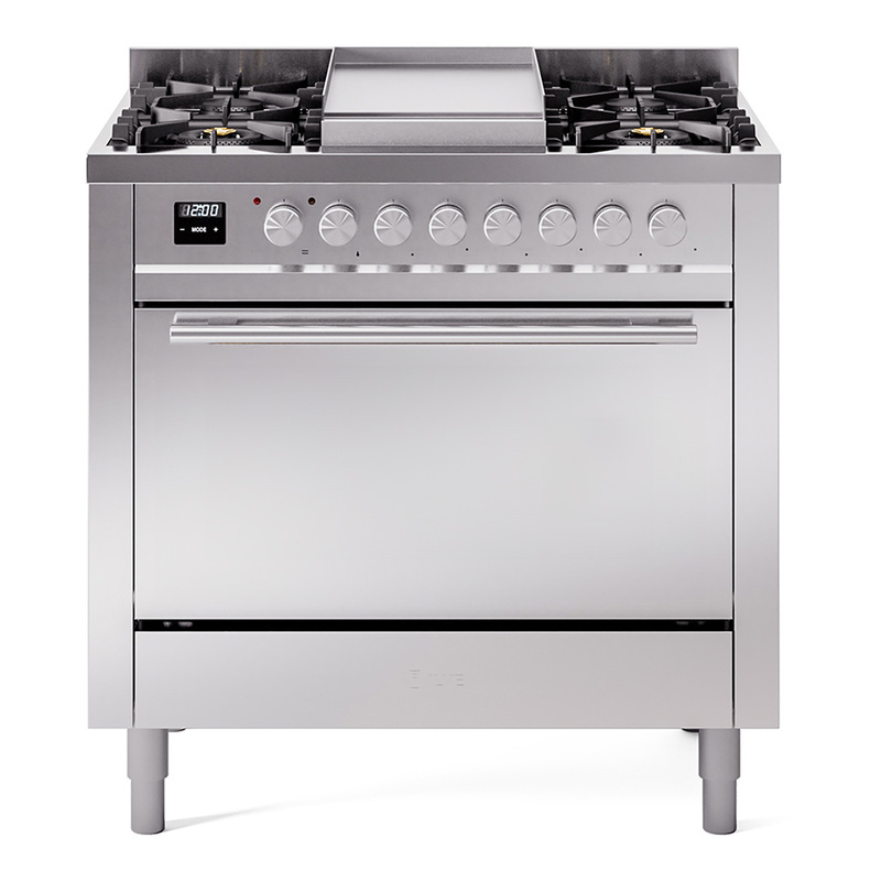 ILVE UP36FQMPSS Professional Plus II 36" Dual Fuel Range (Natural Gas, Solid Door, Stainless Steel)