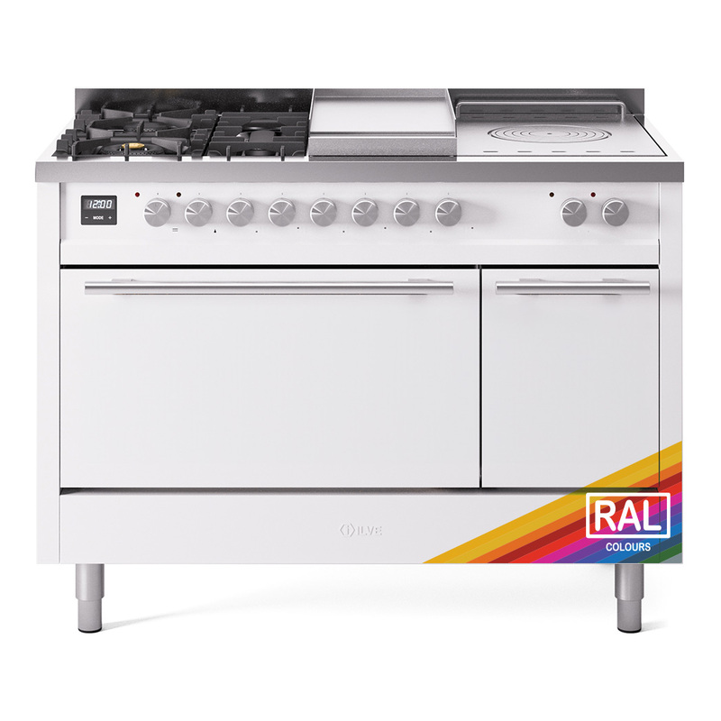 ILVE UP48FSQMPRALP Professional Plus II 48" Dual Fuel Range  (5 Sealed Burners + Griddle + French Top, Liquid Propane, Solid Door, RAL)