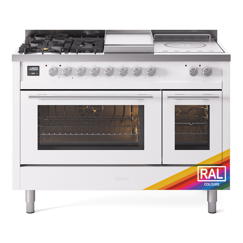 ILVE UP48FSWMPRALP Professional Plus II 48" Dual Fuel Range  (5 Sealed Burners + Griddle + French Top, Liquid Propane, Triple Glass Door, RAL)