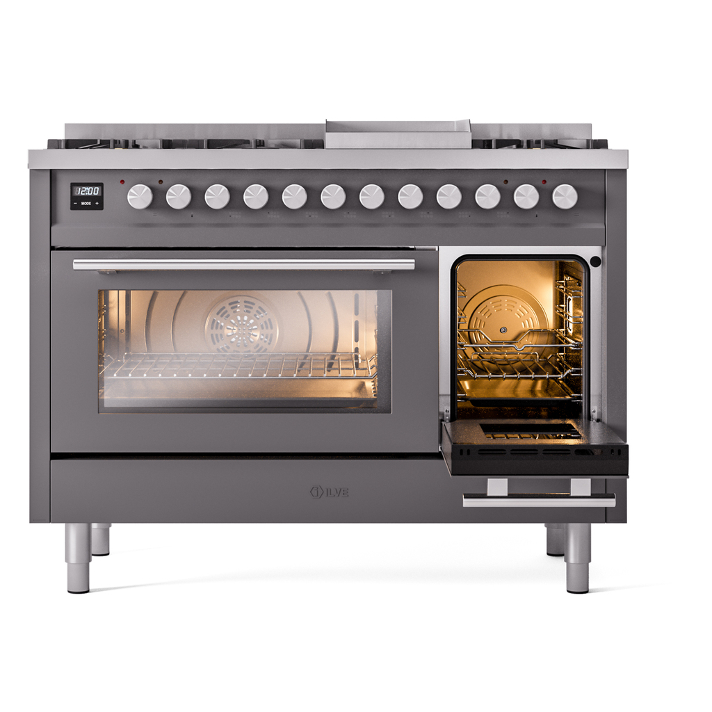 ILVE_UP48FWMPMGLP_Professional_Plus_II_side_oven_door_opened
