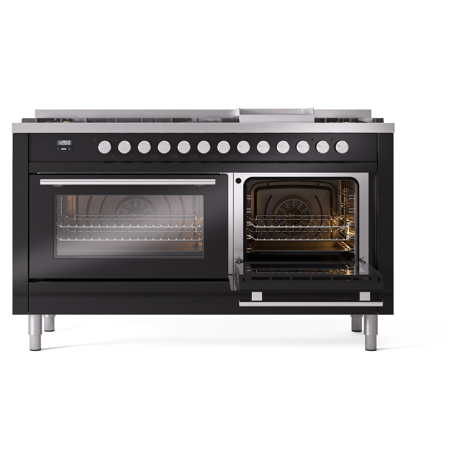 ILVE_UP60FSWMPBK_Professional_Plus_II_side_oven_door_opened