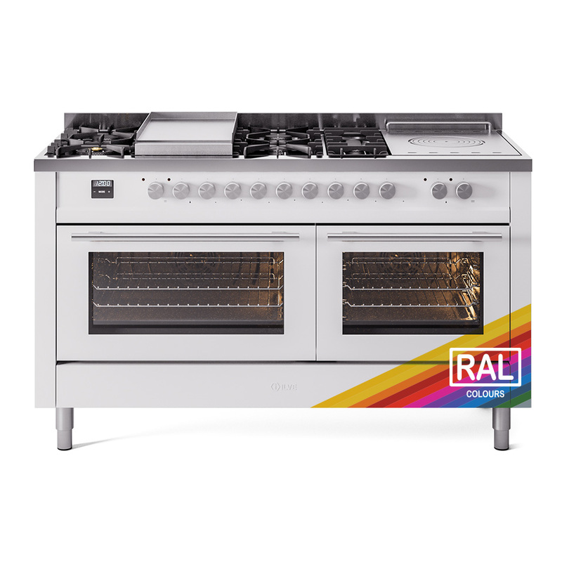 ILVE UP60FSWMPRALP Professional Plus II 60" Dual Fuel Range  (7 Sealed Burners + Griddle + French Top, Liquid Propane, Triple Glass Door, RAL)