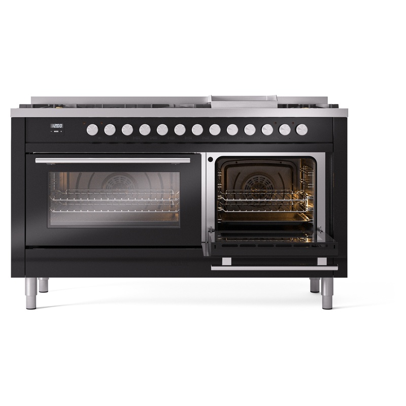 ILVE_UP60FWMPBKLP_Professional_Plus_II_side_oven_door_opened