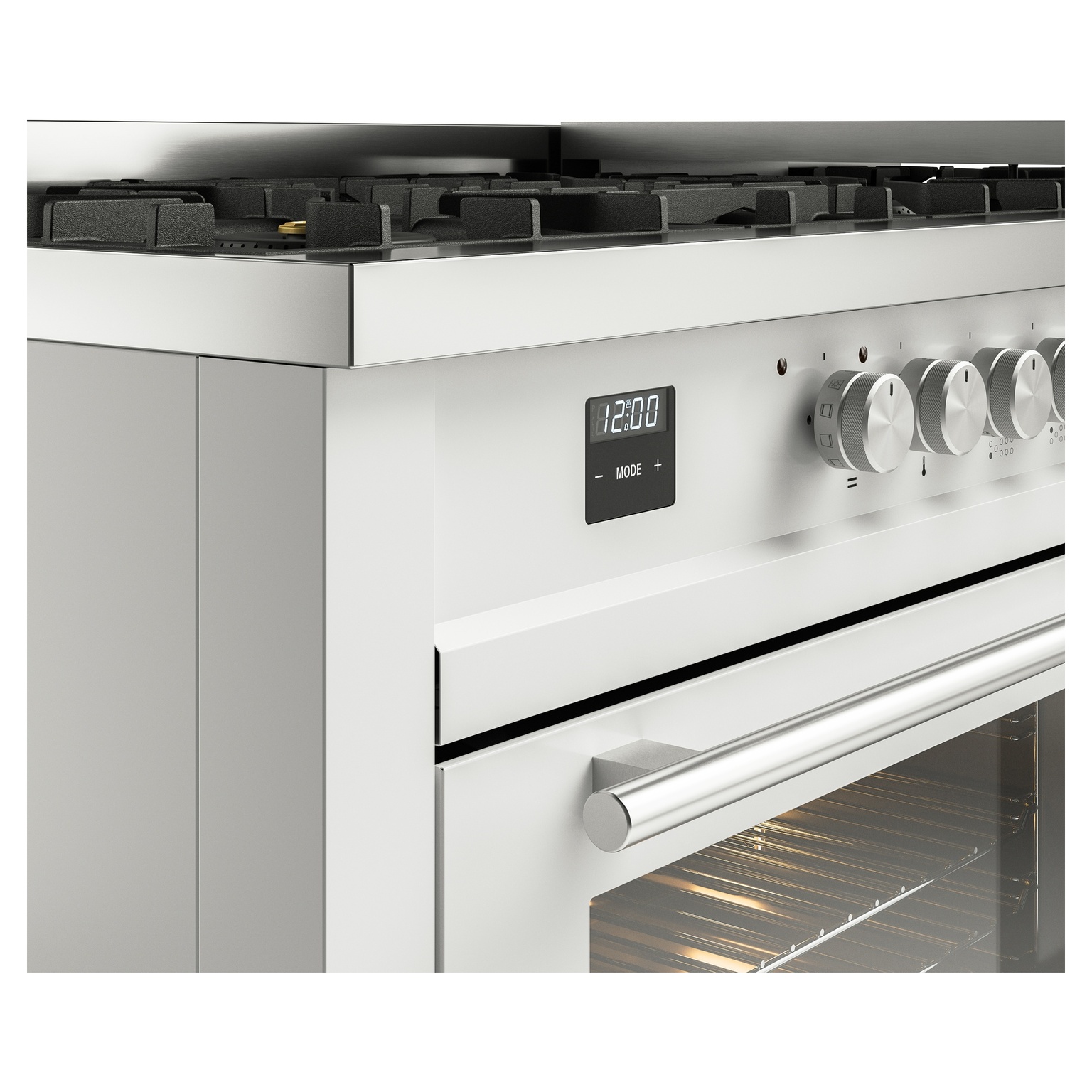 ILVE UP60FWMPWH Professional Plus II 60 inch Dual Fuel Range (9 Sealed Burners + Griddle, Natural Gas, Triple Glass Door, White) 10 ILVE_UP60FWMPWH_Professional_Plus_II_details