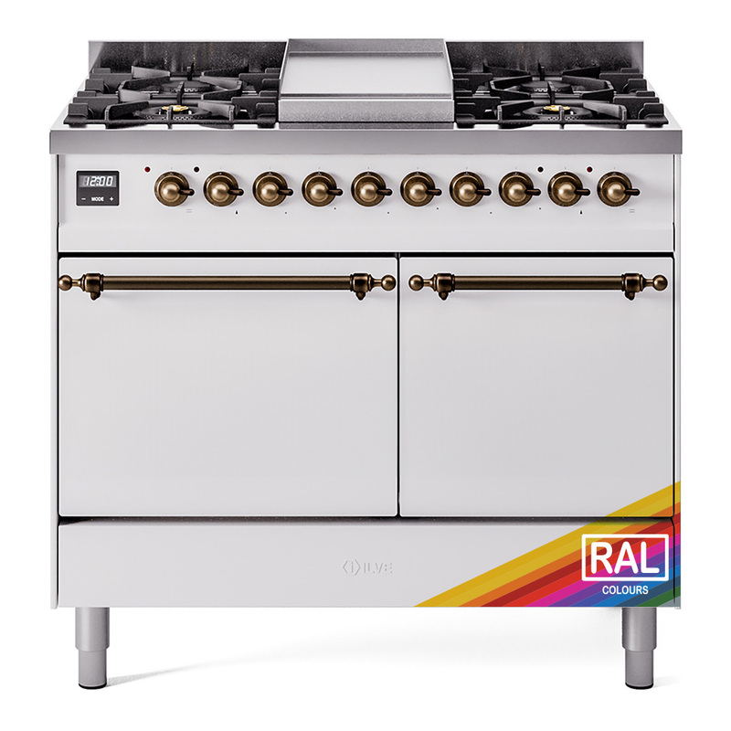 ILVE UPD40FQNMPRABLP Nostalgie II 40" Dual Fuel Range (Liquid Propane, Solid Door, RAL, Burnished)