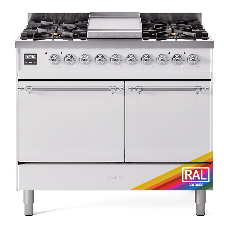 ILVE UPD40FQNMPRACLP Nostalgie II 40" Dual Fuel Range (Liquid Propane, Solid Door, RAL, Chrome)