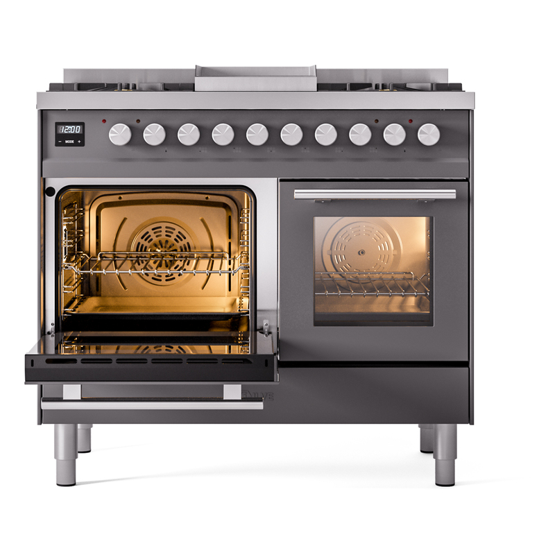 ILVE UPD40FWMPMGLP Professional Plus II 40" Dual Fuel Range, main oven door opened