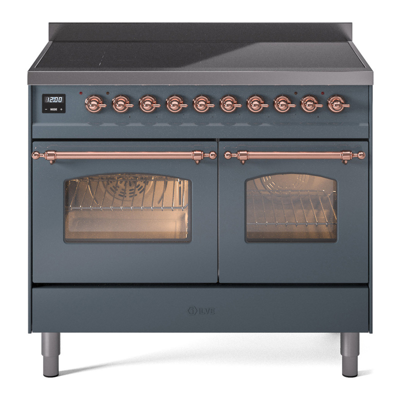 ILVE UPDI406NMPBGP Nostalgie II 40" Induction Range (Triple Glass Door, Blue Grey, Copper)