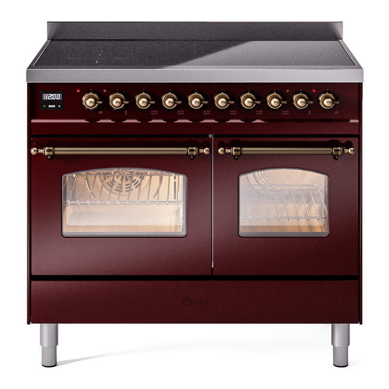 ILVE UPDI406NMPBUB Nostalgie II 40" Induction Range (Triple Glass Door, Burgundy, Burnished)