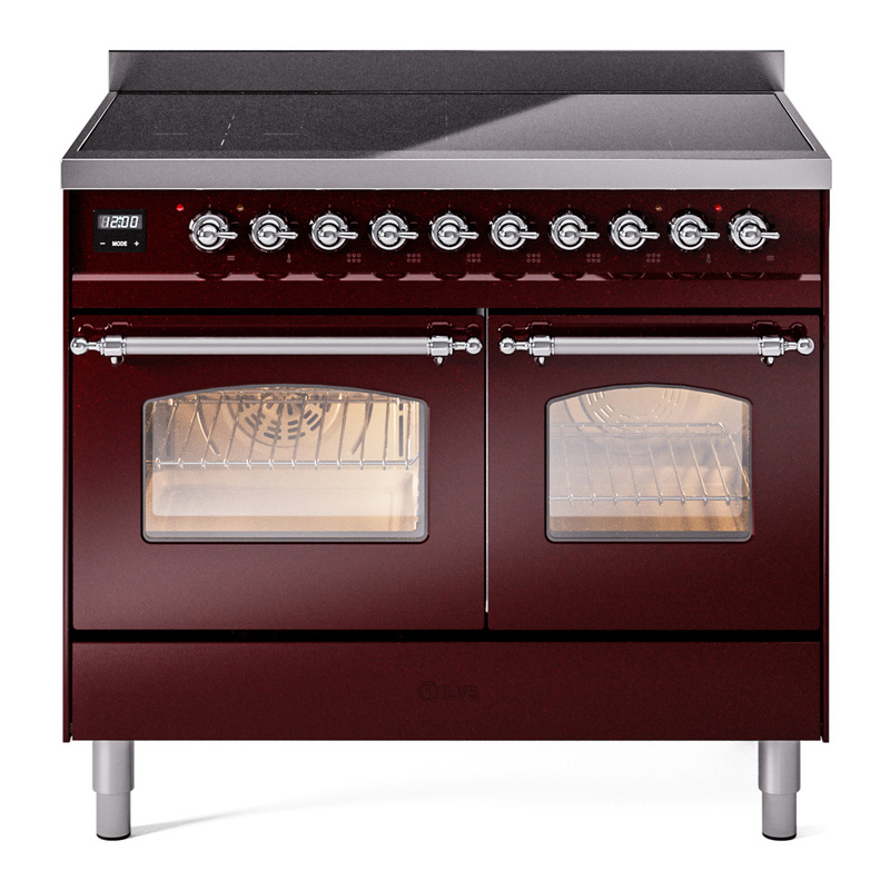 ILVE UPDI406NMPBUC Nostalgie II 40" Induction Range (Triple Glass Door, Burgundy, Chrome)