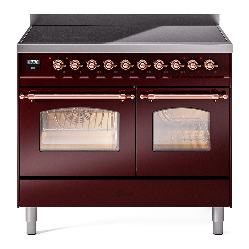 ILVE UPDI406NMPBUP Nostalgie II 40" Induction Range (Triple Glass Door, Burgundy, Copper)