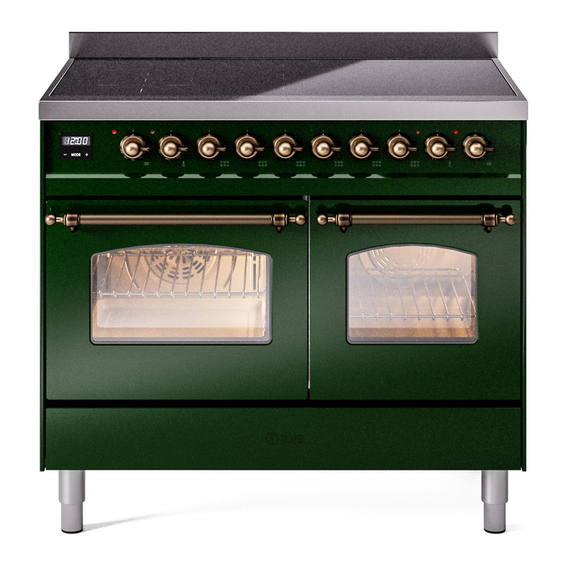 ILVE UPDI406NMPEGB Nostalgie II 40" Induction Range (Triple Glass Door, Emerald Green, Bronze)