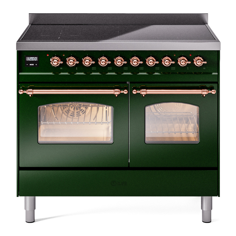 ILVE UPDI406NMPEGP Nostalgie II 40" Induction Range (Triple Glass Door, Emerald Green, Copper)