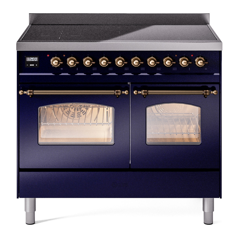 ILVE UPDI406NMPMBB Nostalgie II 40" Induction Range (Triple Glass Door, Midnight Blue, Burnished)