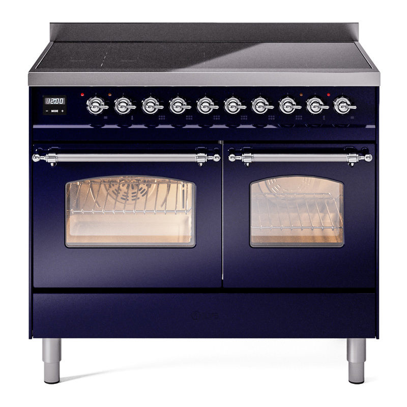 ILVE UPDI406NMPMBC Nostalgie II 40" Induction Range (Triple Glass Door, Midnight Blue, Chrome)