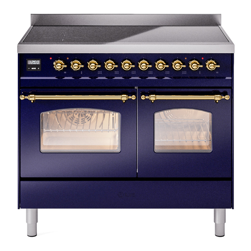 ILVE UPDI406NMPMBG Nostalgie II 40" Induction Range (Triple Glass Door, Midnight Blue, Brass)