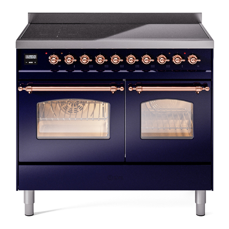 ILVE UPDI406NMPMBP Nostalgie II 40" Induction Range (Triple Glass Door, Midnight Blue, Copper)