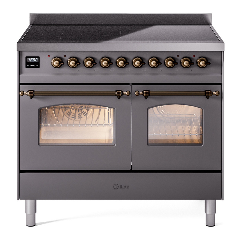 ILVE UPDI406NMPMGB Nostalgie II 40" Induction Range (Triple Glass Door, Graphite Matte, Burnished)