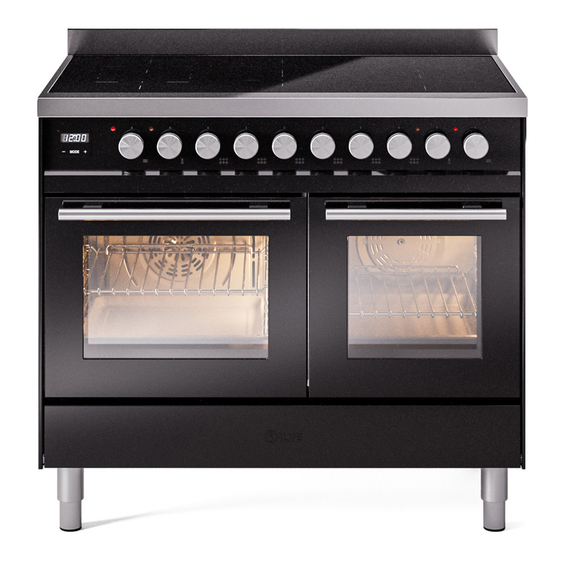 ILVE UPDI406WMPBK Professional Plus II 40" Induction Range  (Triple Glass Door, Glossy Black)