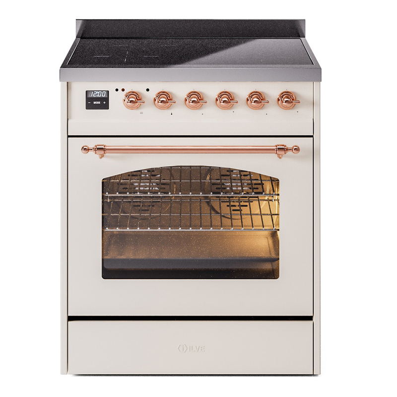 ILVE UPI304NMPAWP Nostalgie II 30" Induction Range (Triple Glass Door, Antique White, Copper)