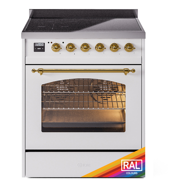 ILVE UPI304NMPRAG Nostalgie II 30" Induction Range (Triple Glass Door, RAL, Brass)