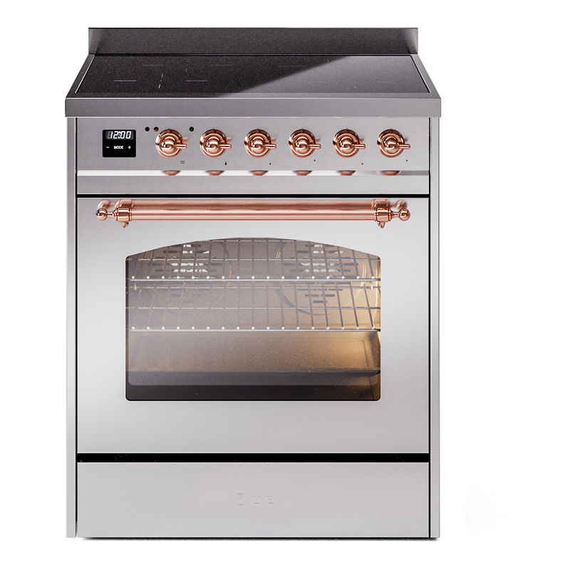 ILVE UPI304NMPSSP Nostalgie II 30" Induction Range (Triple Glass Door, Stainless Steel, Copper)