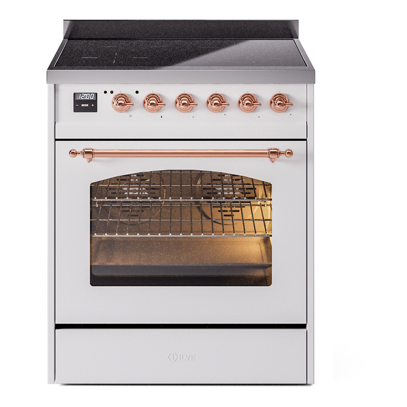 ILVE UPI304NMPWHP Nostalgie II 30" Induction Range (Triple Glass Door, White, Copper)