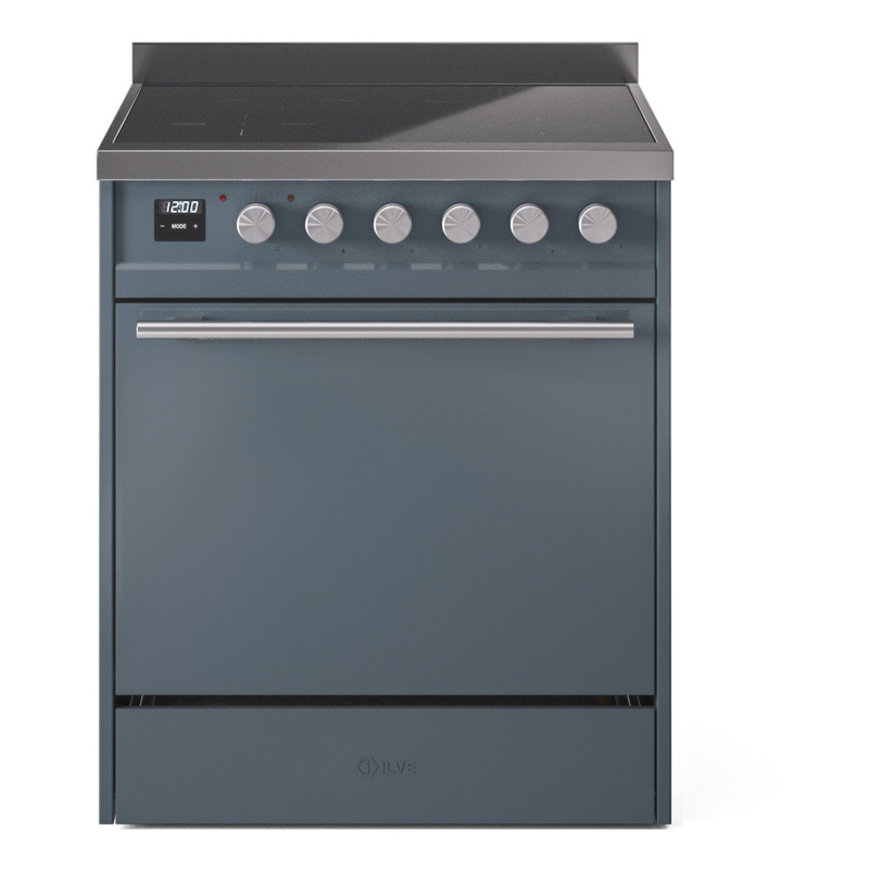 ILVE UPI304QMPBG Professional Plus II 30" Induction Range  (Solid Door, Blue Grey)