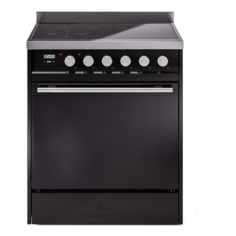 ILVE UPI304QMPBK Professional Plus II 30" Induction Range  (Solid Door, Glossy Black)