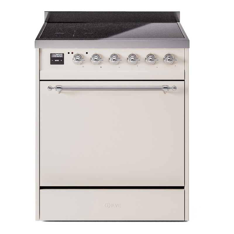 ILVE UPI304QNMPAWC Nostalgie II 30" Induction Range (Solid Door, Antique White, Chrome)