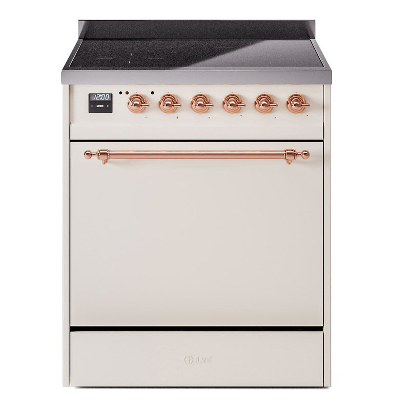 ILVE UPI304QNMPAWP Nostalgie II 30" Induction Range (Solid Door, Antique White, Copper)