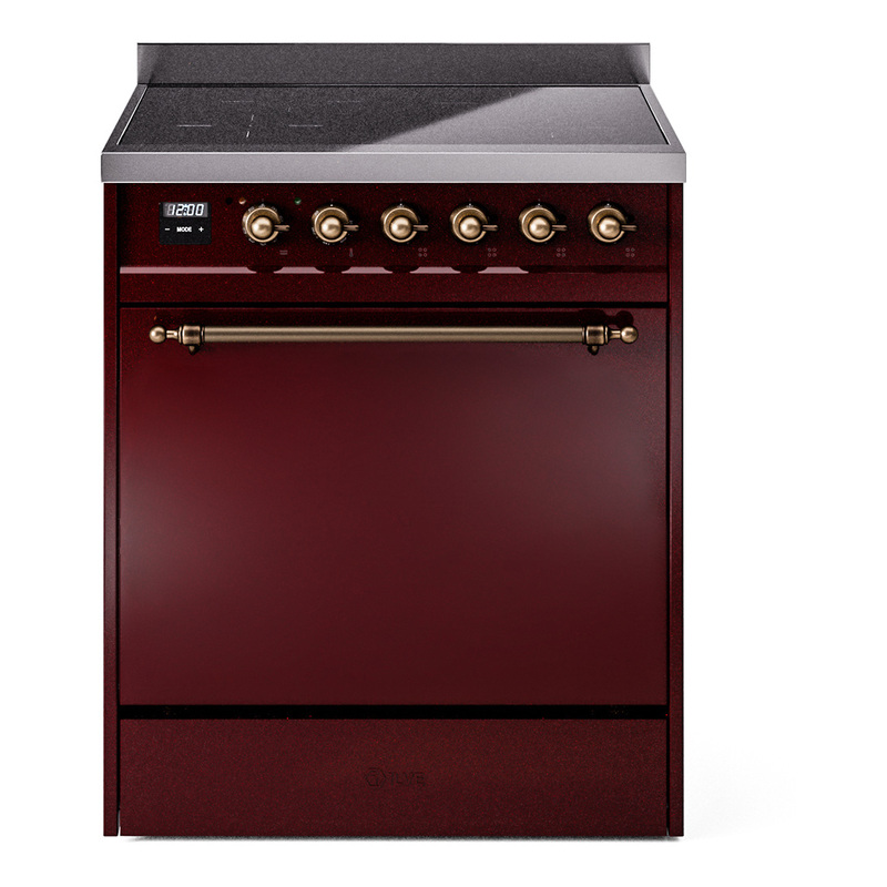 ILVE UPI304QNMPBUB Nostalgie II 30" Induction Range (Solid Door, Burgundy, Burnished)