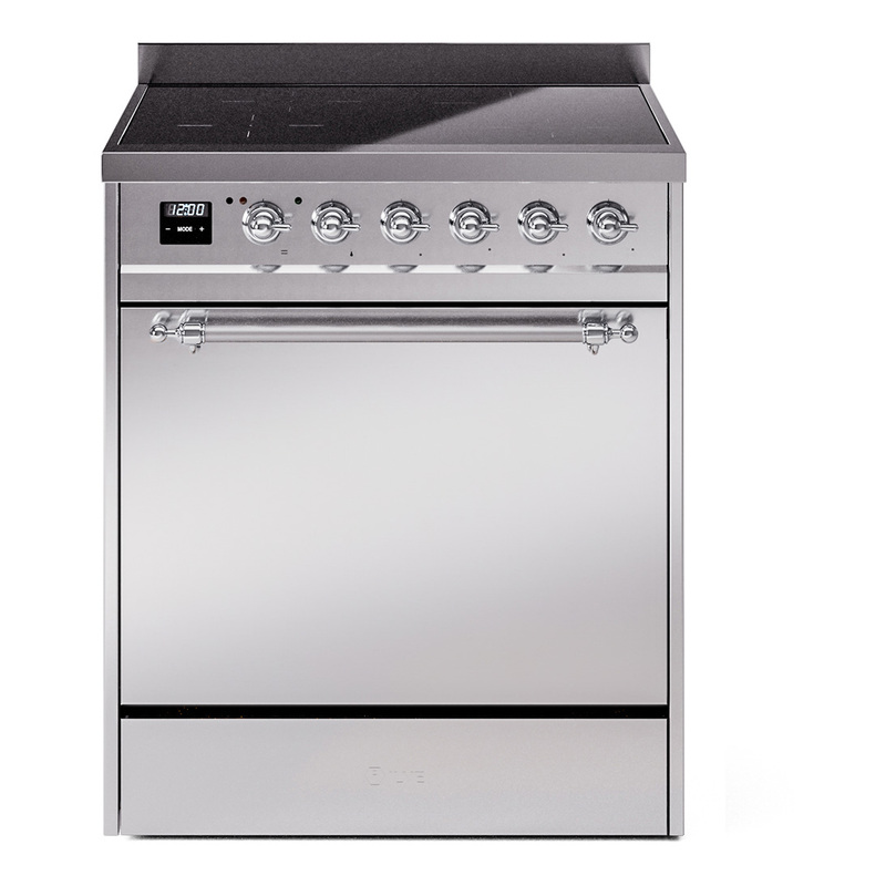 ILVE UPI304QNMPSSC Nostalgie II 30" Induction Range (Solid Door, Stainless Steel, Chrome)