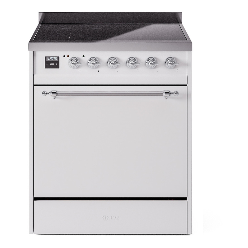 ILVE UPI304QNMPWHC Nostalgie II 30" Induction Range (Solid Door, White, Chrome)