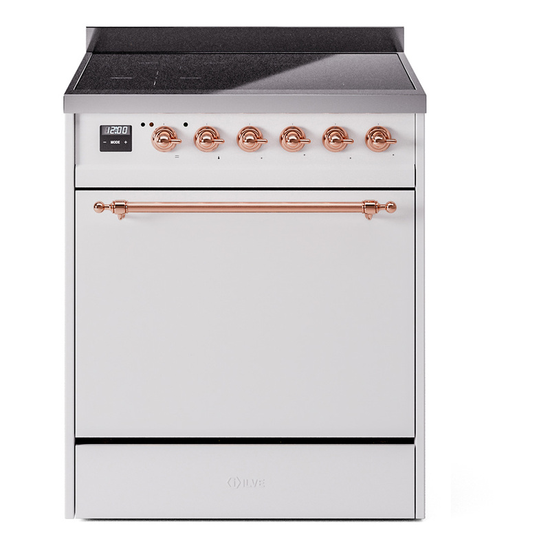 ILVE UPI304QNMPWHP Nostalgie II 30" Induction Range (Solid Door, White, Copper)